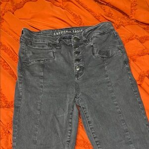 American Eagle Outfitters Women's Dark Gray High Rise Jeans